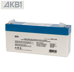 Аккумуляторная батарея SVC AV3.2-6/S ( 6В 3.2Ач | AGM | ШхГхВ, мм, 134х34х67 | Масса (± 3%), 0.65 кг )