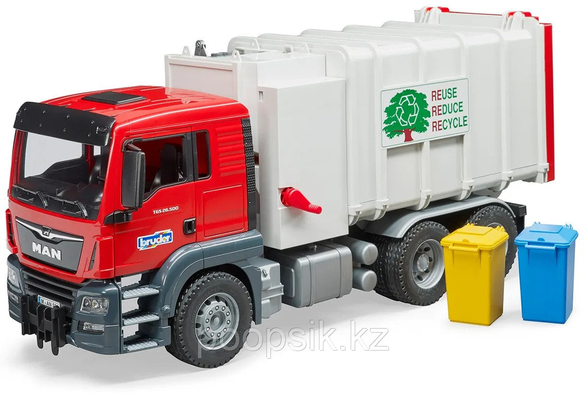 Спецтехника Bruder Мусоровоз 03-761, пластик, металл, красный, белый