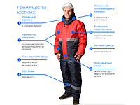 Костюм (куртка+п/к) утепленный "Новатор" (серо-красный, Оксфорд)р-р 60-62 рост 170-176, РФ