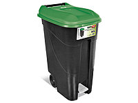 Контейнер для мусора пластик. 80л с педалью (зел. крышка)