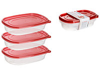 Набор контейнеров пласт. прямоуг. 3 шт., 0,9 л д/пищ. продуктов, с крышкой, PERFECTO LINEA