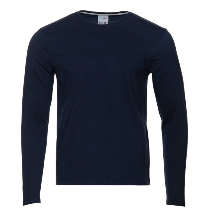 Футболка унисекс с длинным рукавом STAN хлопок/эластан 180, 35, Тёмно-синий,  (46)  (52/XL)