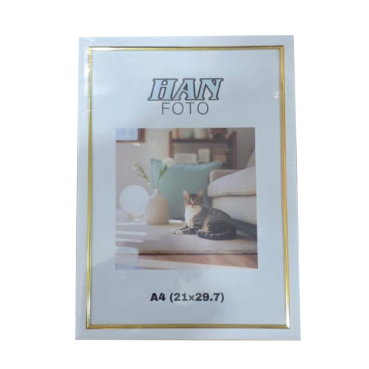 Рамка пластиковая Office, А4 белая с золотом, 21х30 см