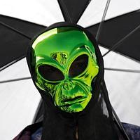 Маска Инопланетянина с капюшоном зеленая глянцевая