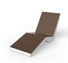 Скамейка из композитного мраморного камня JOTA, c настилом ДПК, модель LOUNGE