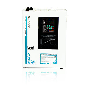 Газ қазанына арналған кернеу тұрақтандырғышы Biod Pro W-6000, 6000 ВА, қабырғаға орнатылатын, релейлі, LED-дисплей, байпас, 90–280
