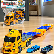 700-71 Трейлер трек пуской механизм + 2 машины 25х22см, фото 2