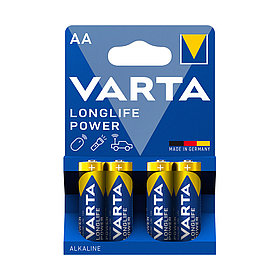 Батарейка, VARTA, LR6 Longlife Power Mignon, AA, 1.5V, 4 шт., Блистер