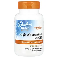 БАД Коэнзим Q10 с высокой степенью всасывания, с BioPerine, 100 мг, (120 вегетарианских капсул) Doctor's Best