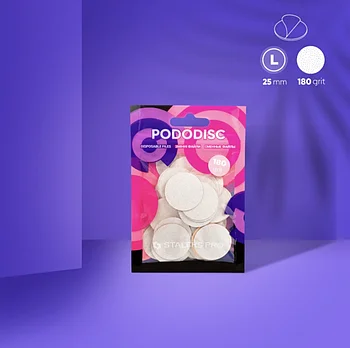 PDF-25-180w Белые  сменные файлы для педикюрного диска PODODISK STALEKS PRO L 180 грит (50 шт)