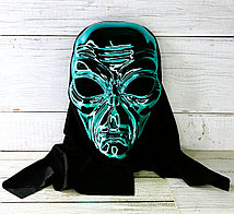 Маска для Хэллоуина инопланетянин с капюшоном бирюзовый