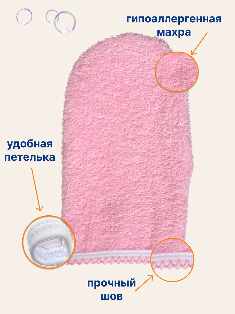 Мочалка-рукавичка для детей 0+, микрофибра Uviton, фото 1