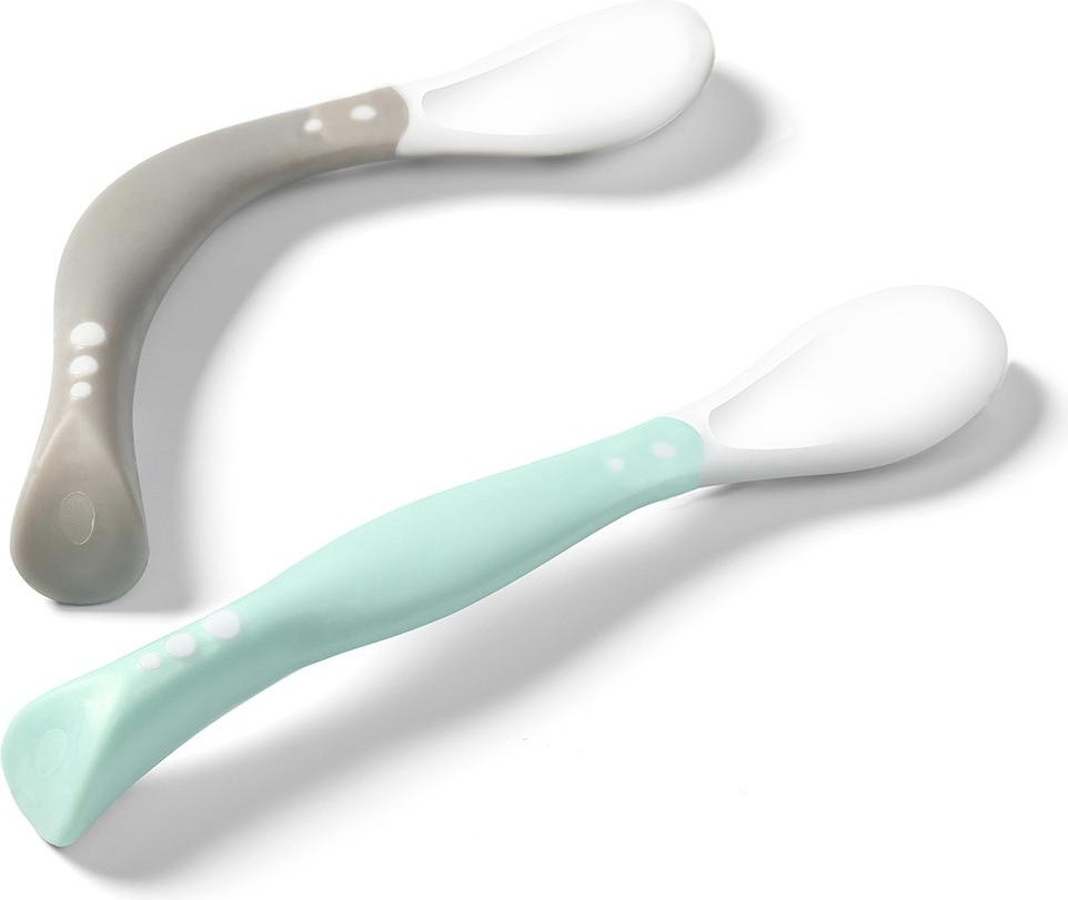 Ложки для кормления пластичные BabyOno, силиконовые BPA-free, 4+, 2 шт, для правшей и левшей, фото 1