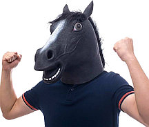 Карнавальная маска коня, лошади силиконовая чёрная