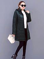 Ультролегкая тонкая куртка пуховик с съемным капюшоном удлиненная Осень/Зима