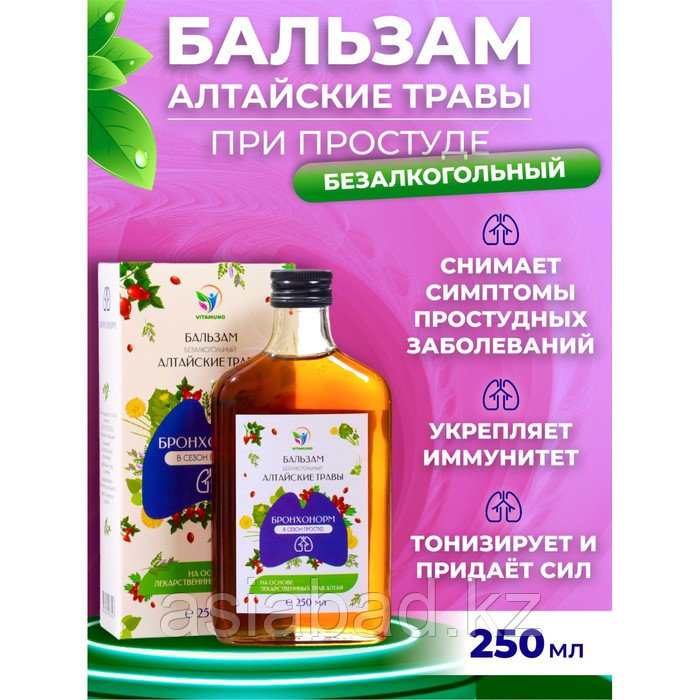 Бальзам Алтайские Травы «БронхоНорм» при простуде, 250 мл, фото 1