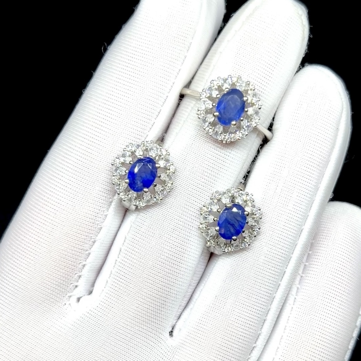 Серьги с натуральными  Сапфирами, фото 1