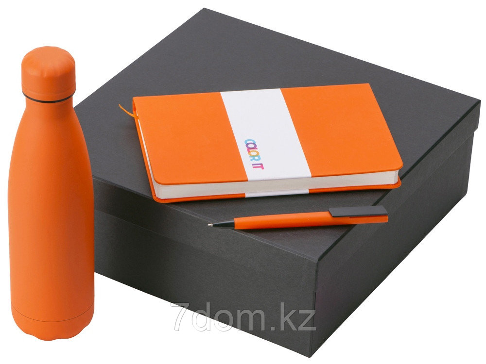 Подарочный набор c блокнотом C3, ручкой и термобутылкой, оранжевый, фото 1