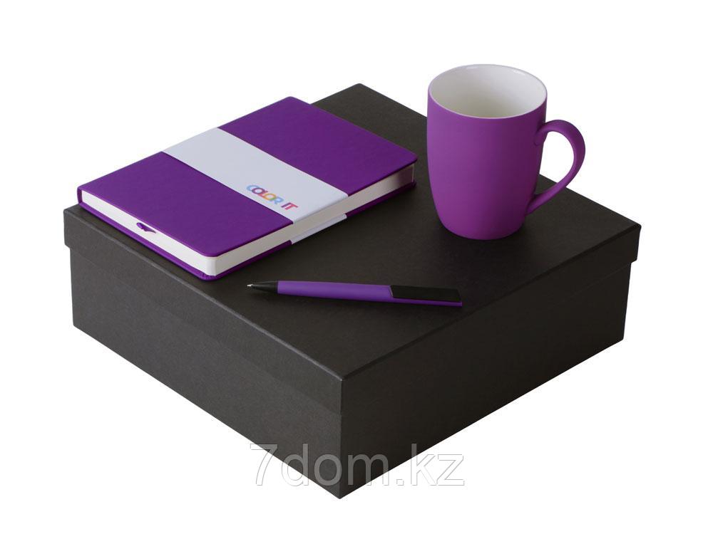 Подарочный набор с блокнотом С2, пластиковой ручкой и кружкой, фиолетовый, фото 1