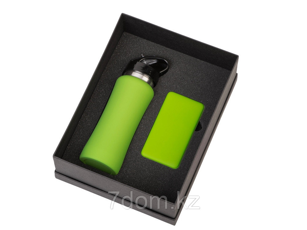 Подарочный набор с бутылкой для воды и повербанком С1, 5000 mAh, зеленое яблоко, фото 1