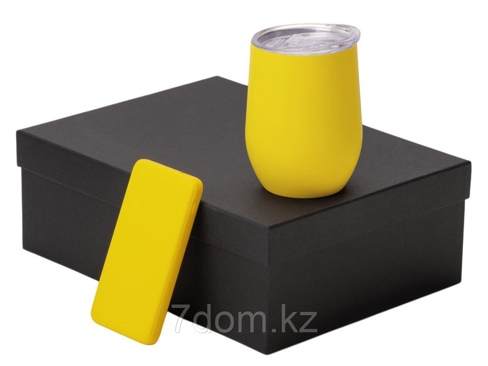 Подарочный набор с термокружкой и повербанком С2, 10000 mAh, желтый, фото 1