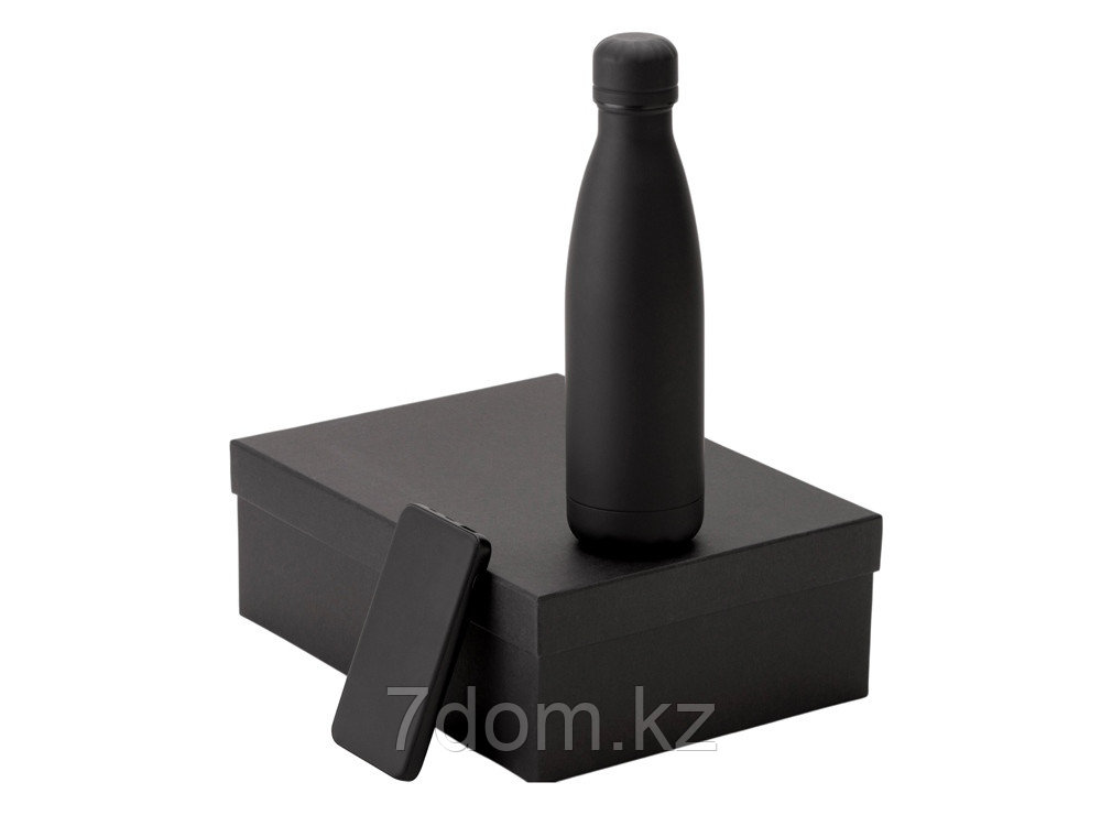 Подарочный набор с термобутылкой и повербанком С2, черный, фото 1