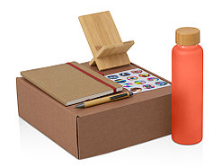 Подарочный набор с бутылкой для воды. блокнотом, ручкой и подставкой для телефона, красный