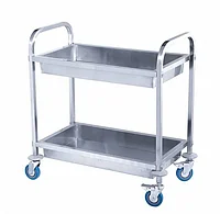 Нержавеющая сталь тележка для сбора посуды Тележка сервировочная 2-х секционная с бортом 950x500x950 мм
