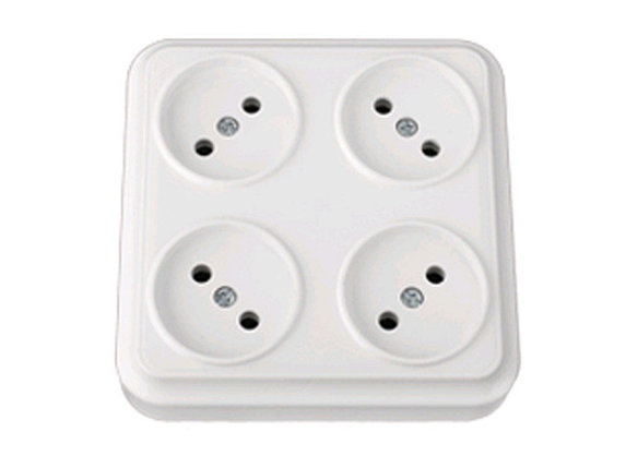 Розетка 4-ая (открытая, б/з) белая, Вариант, BYLECTRICA, фото 1