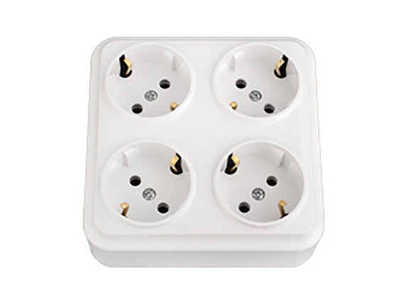Розетка 4-ая (открытая, с/з) белая, Вариант, Bylectrica, фото 1