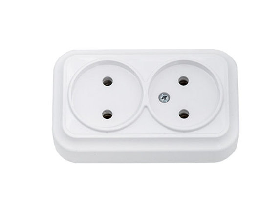 Розетка 2-ая (открытая, б/з) белая, Вариант, Bylectrica, фото 1