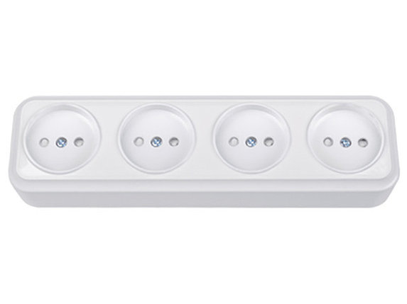Розетка 4-ая (открытая, б/з, з/ш) белая, Вариант, Bylectrica, фото 1