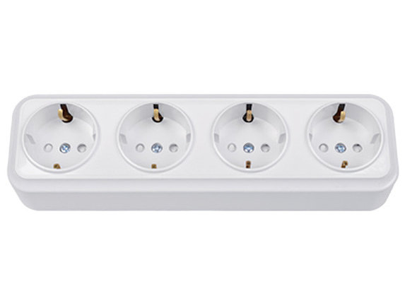 Розетка 4-ая (открытая, с/з, з/ш) белая, Вариант, Bylectrica, фото 1