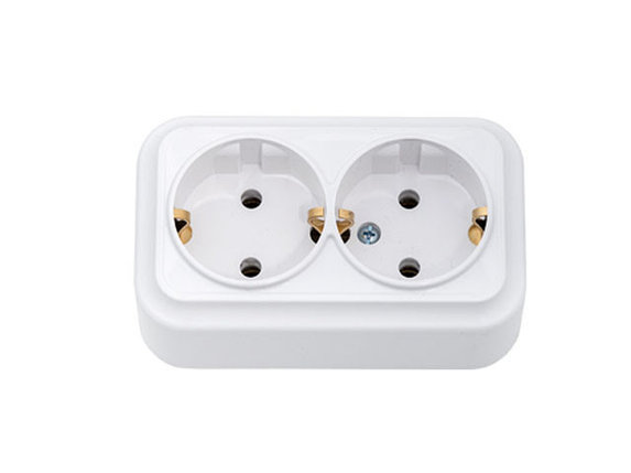 Розетка 2-ая (открытая, с/з) белая, Вариант, Bylectrica, фото 1