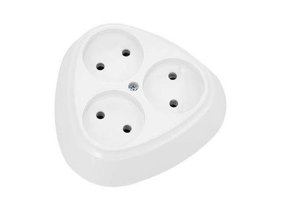 Розетка 3-ая (открытая, б/з) белая, Пралеска, Bylectrica, фото 1