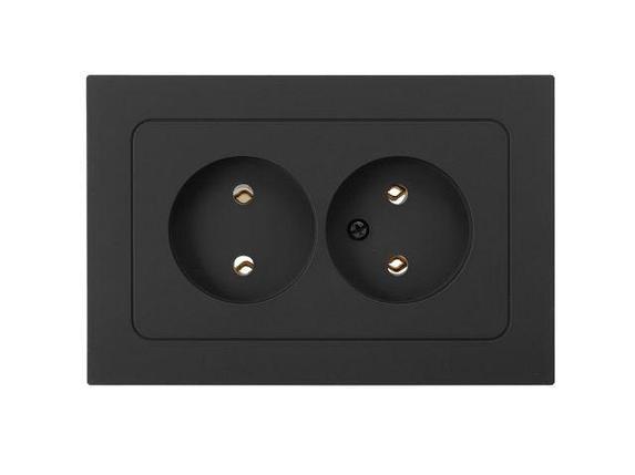 Розетка 2-ая (скрытая, б/з) карбон,  Astrum, BYLECTRICA, фото 1