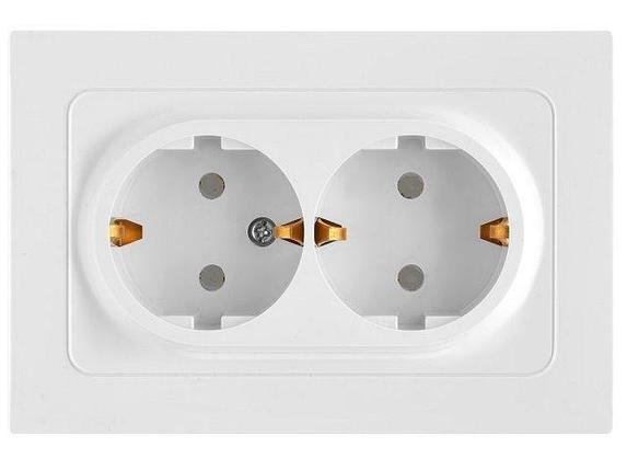 Розетка 2-ая (скрытая, с/з, со шторками) белая, Astrum, BYLECTRICA, фото 1