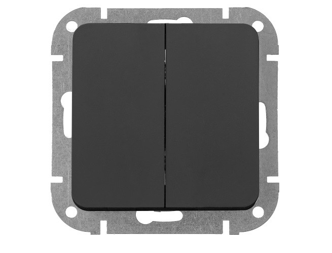 Выключатель 2 клав. перекрестный (скрытый, 10А) карбон, Astrum, BYLECTRICA