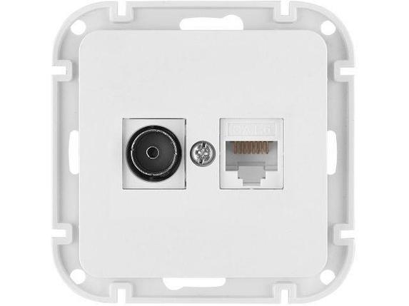 Розетка 2-ая комби компьютерная+телевизионная (скрытая) белая, Astrum, Bylectrica, фото 1