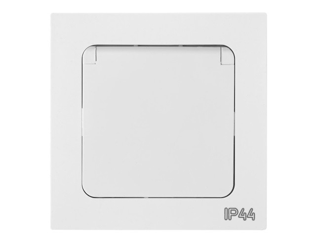 Розетка 1-ая с з/к крышкой (скрытая, с/з, брызг. защ.) белая,  Astrum, Bylectrica