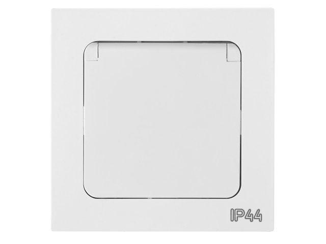 Розетка 1-ая с з/к крышкой (скрытая, с/з, з/ш, брызг. защ.) белая,  Astrum, Bylectrica