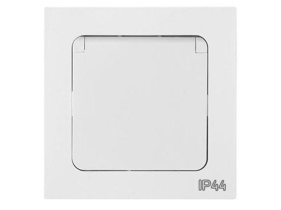 Розетка 1-ая с з/к крышкой (скрытая, с/з, з/ш, брызг. защ.) белая, Astrum, Bylectrica, фото 1