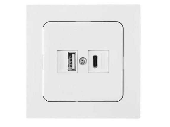 Розетка с двумя USB-разъемами (скрытая) белая, Astrum Bylectrica, фото 1