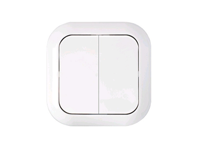 Выключатель 2 клав. (cкрытый, 6А) белый, Гармония, BYLECTRICA