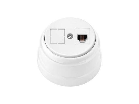 Розетка 1-ая телефонная (открытая) белая, Ретро, BYLECTRICA, фото 1