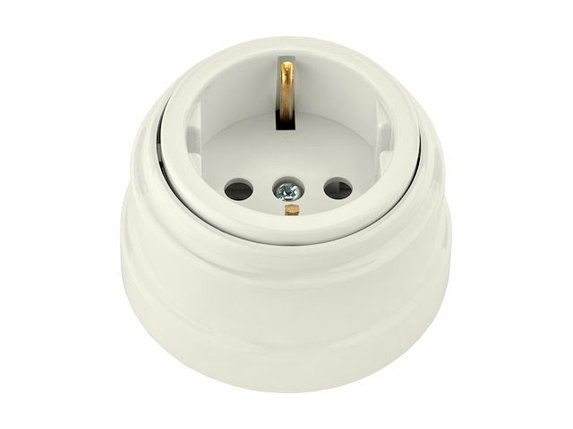 Розетка 1-ая (открытая, с/з) бежевая, Ретро, BYLECTRICA, фото 1