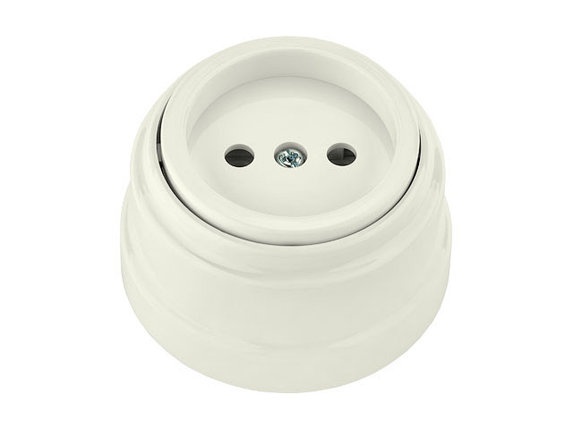 Розетка 1-ая (открытая, б/з) бежевая, Ретро, BYLECTRICA, фото 1