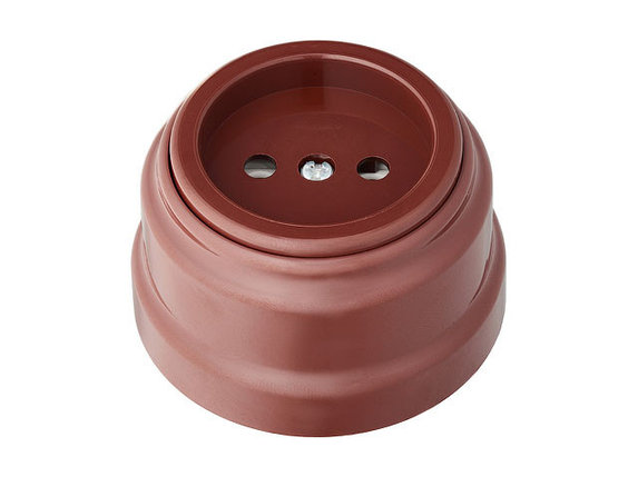 Розетка 1-ая (открытая, б/з) коричневая, Ретро, BYLECTRICA, фото 1