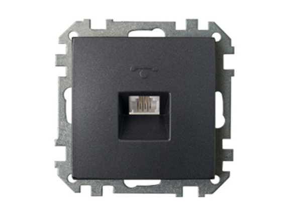 Розетка 1-ая телефонная четырехконтактная (скрытая) графит, Стиль, Bylectrica, фото 1