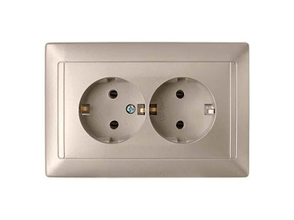 Розетка 2-ая (скрытая, с/з) шампань, Стиль, Bylectrica, фото 1